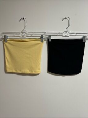 Ribbed Cropped Tube Tops - Yellow & Black American Eagle Outfitters